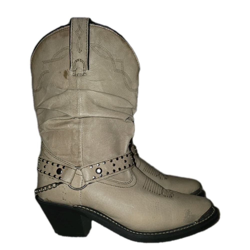 🤠👢 Shyanne Slouchy Tan Leather Western Boots Studded Harness GUC Women's 8